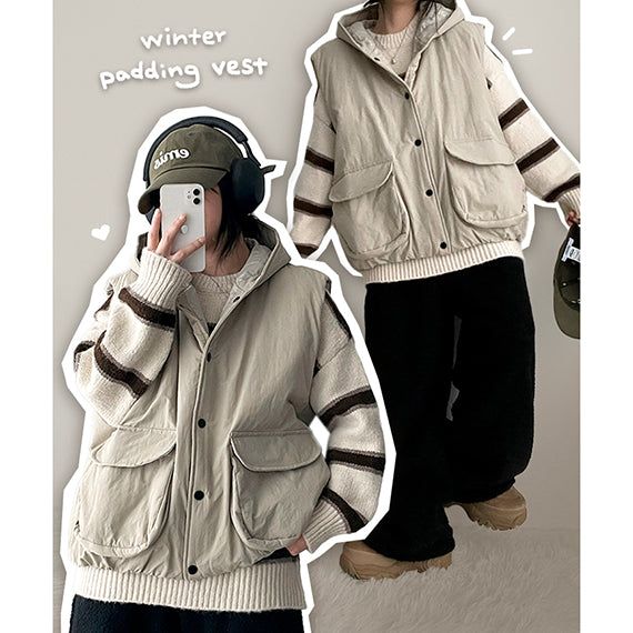 hijjoo（ハイチュー）の「Moding Quilted Pocket Boxy Padded Vest（Jackets/Outerwear）」