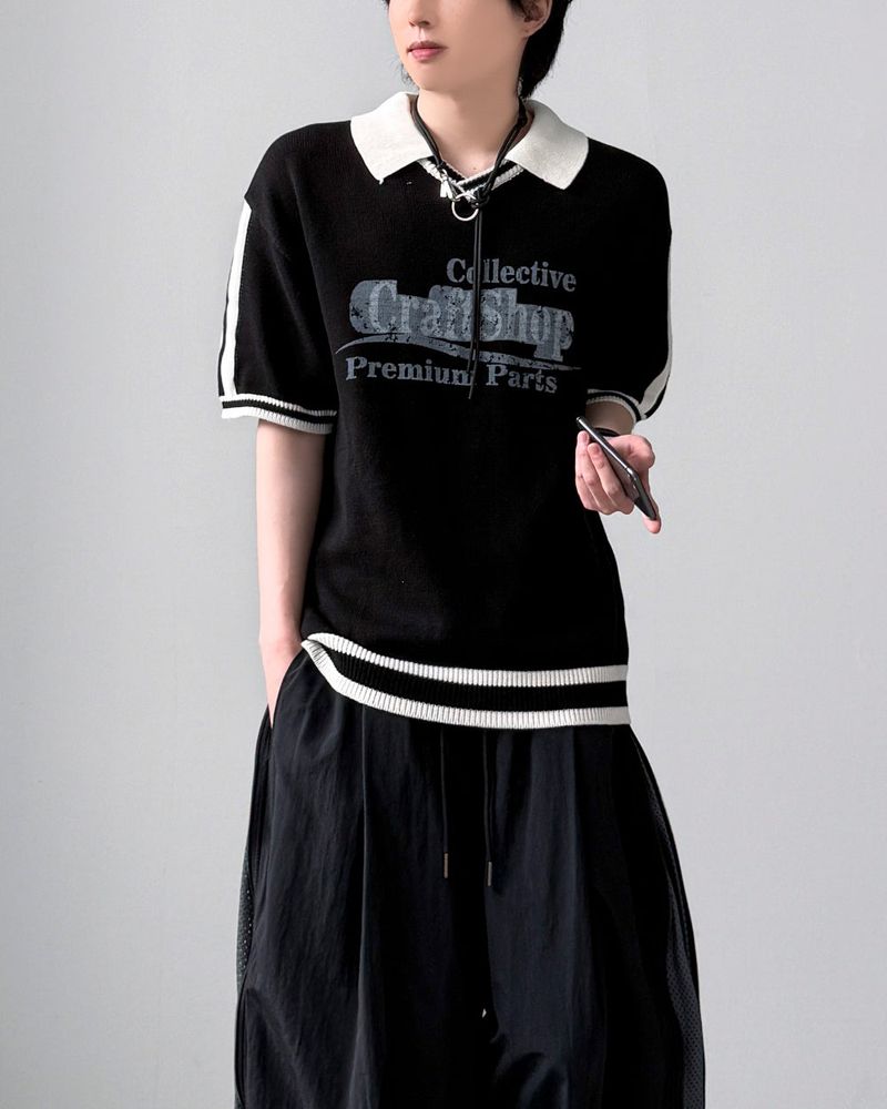 Blif Collar Half Sleeve Knit