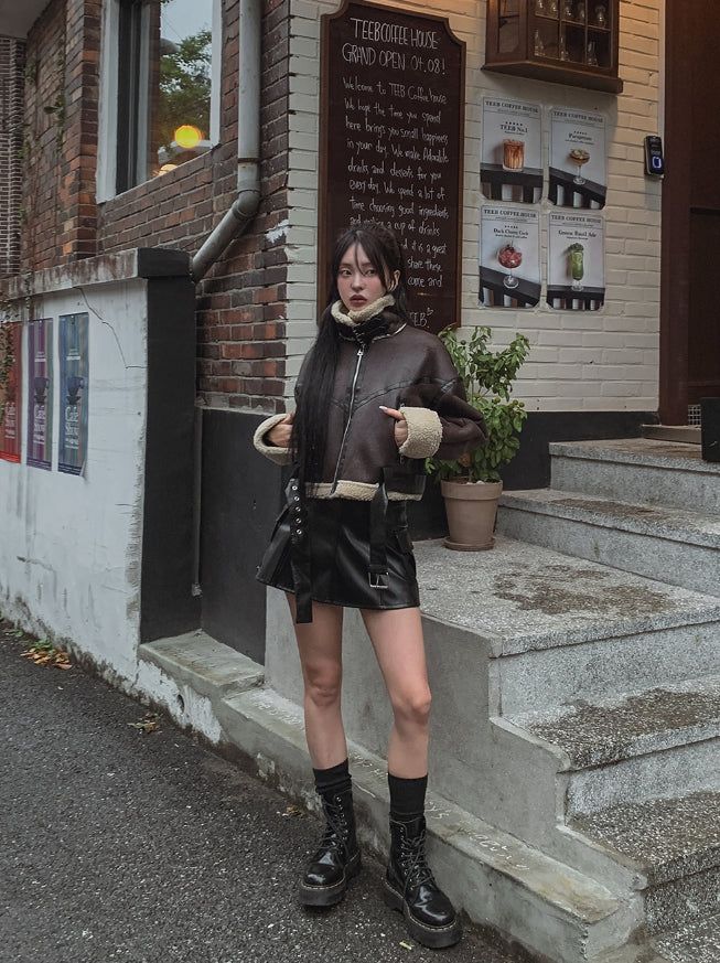 Hayes Leather Pocket Flare Skirt