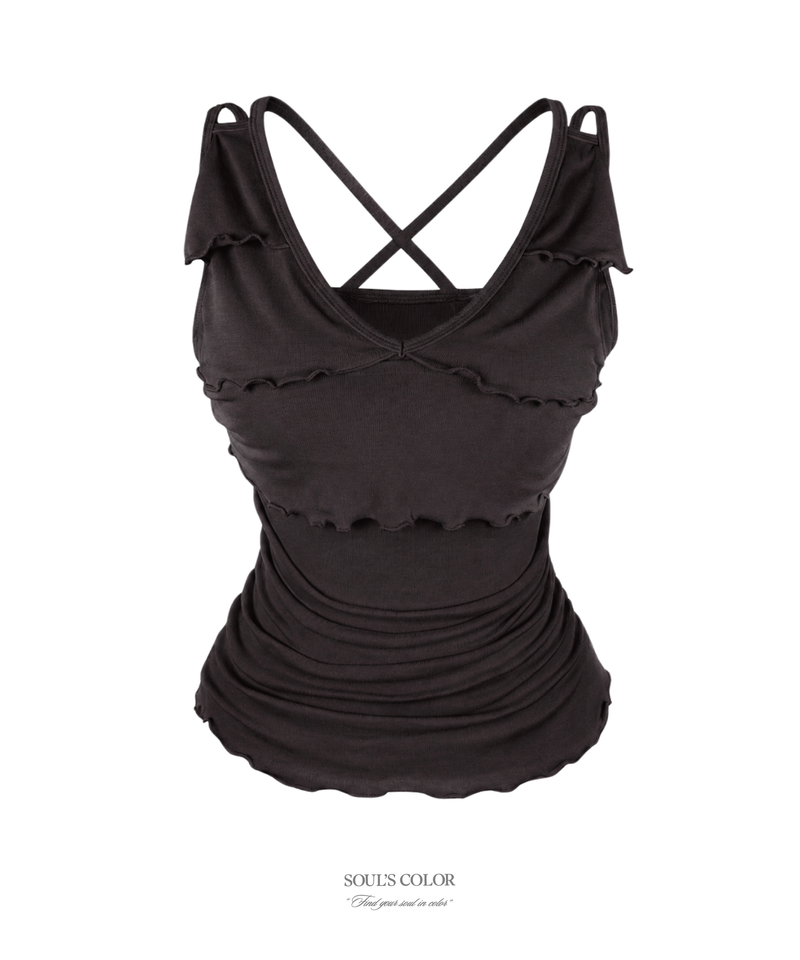 Ballet frill strap top (4color)
