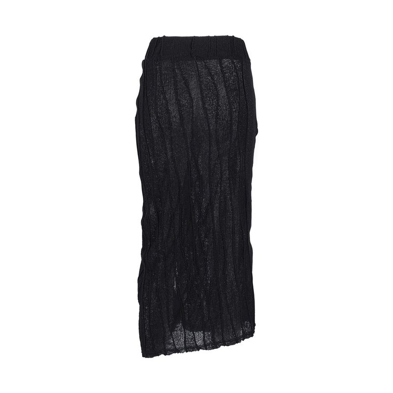  LAYERED STRAP LONG SKIRT _Black