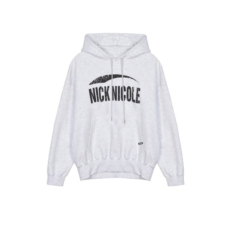 NICK&NICOLE(ニック&ニコール)の「NICOLE CRACK BIG LOGO HOODY_MELANGE BLACK(Tops)」