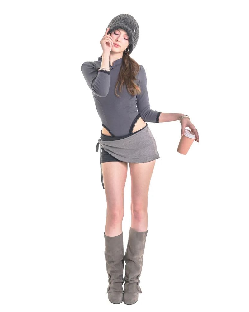 PETAL CHINESE TOP [CHARCOAL]
