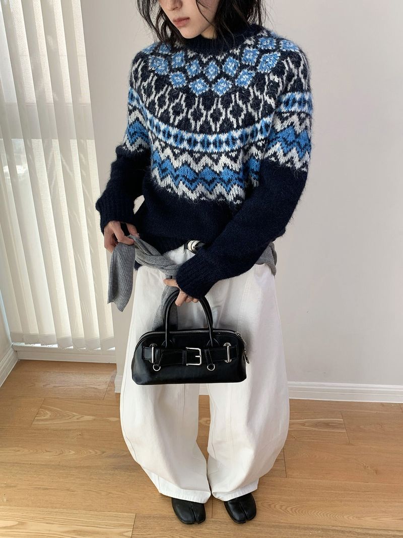 Irish Round Loose Fit Long Sleeve Knitwear