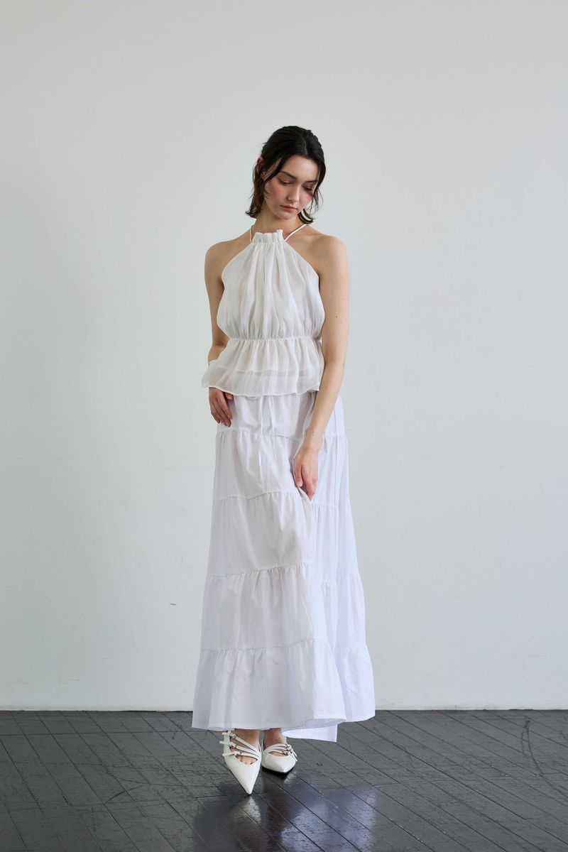PEARL HALTERNECK TOP / WHITE