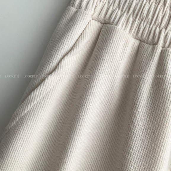 [In-house production]  First Corduroy Cargo String Wide Pants