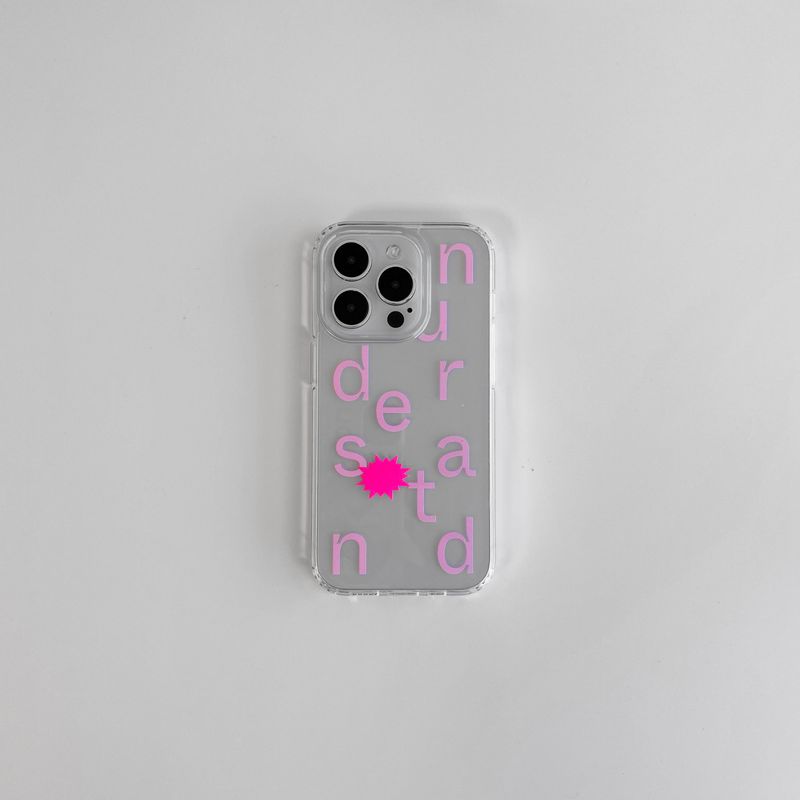 understand lettering jelly case pink