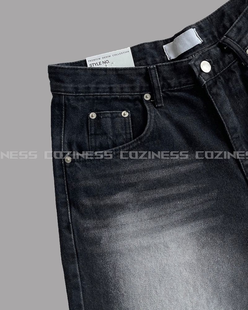 TR2458 Cat Black Bermuda Denim Pants (S ~ L)