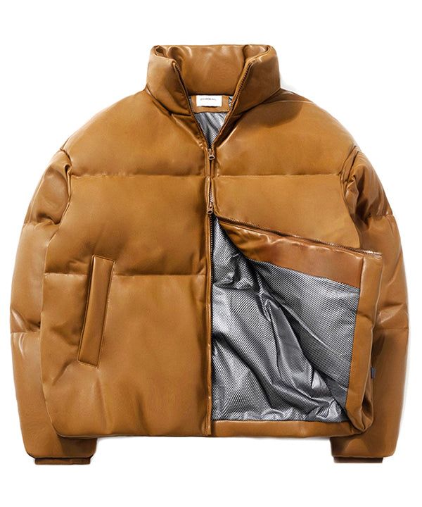 QT8 GARMENTS（キューティーエイトガーメント）の「RG Synthetic Leather Duck Down Short Padding (Brown)（Jackets/Outerwear）」