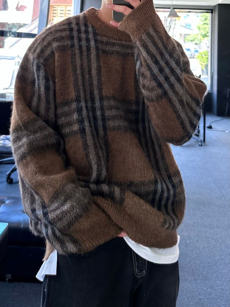 maranda check loosefit knit