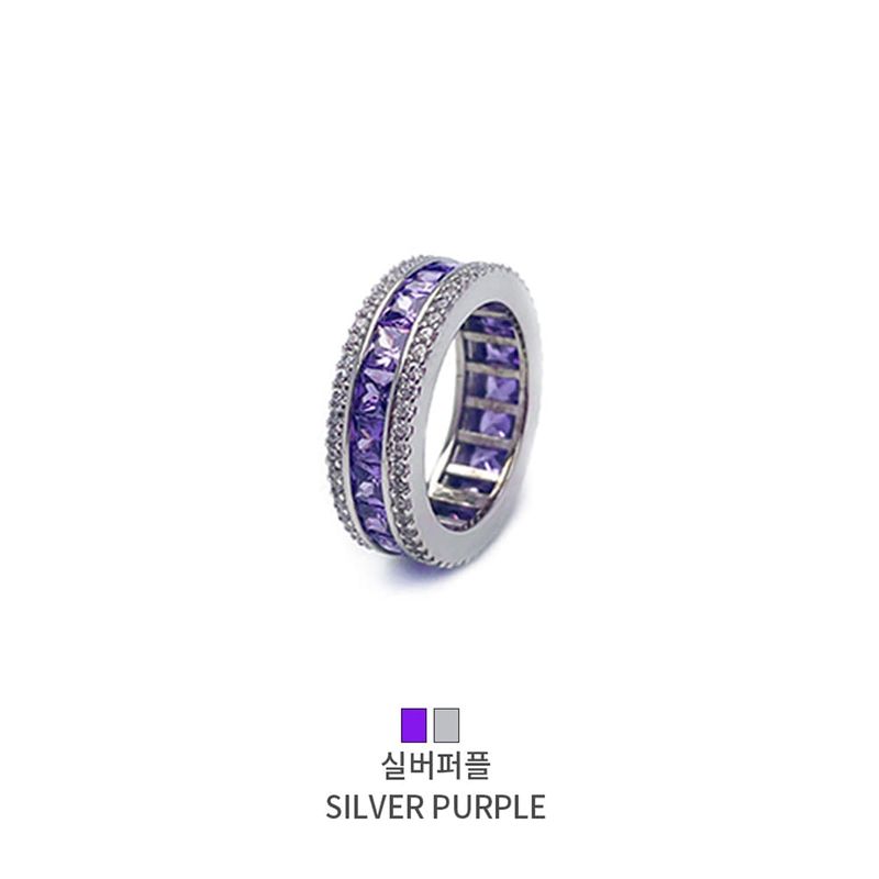 blackpurple（ブラックパープル）の「[BLACKLABEL] AAA DIA Crystal 3-line ring silver purple（Accessories）」