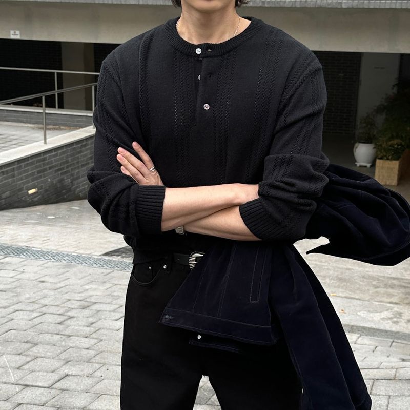 lemenne(ルメンヌ)の「LMN Mayer Waffle Henley Neck Knitwear (4 colors)(Tops)」