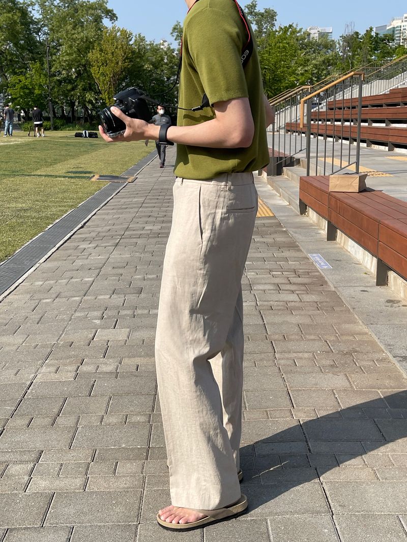 Summer linen ice back banding slacks (3 colors)