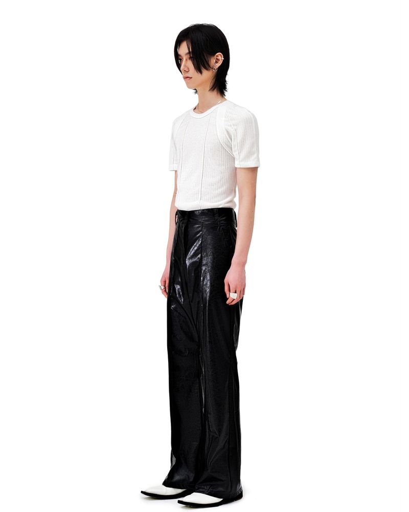 OUBLE PIN-TUCK LEATHER PANTS