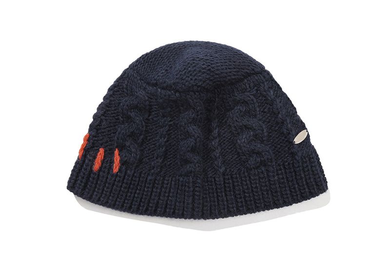 CABLE KNIT BUCKET HAT_NAVY