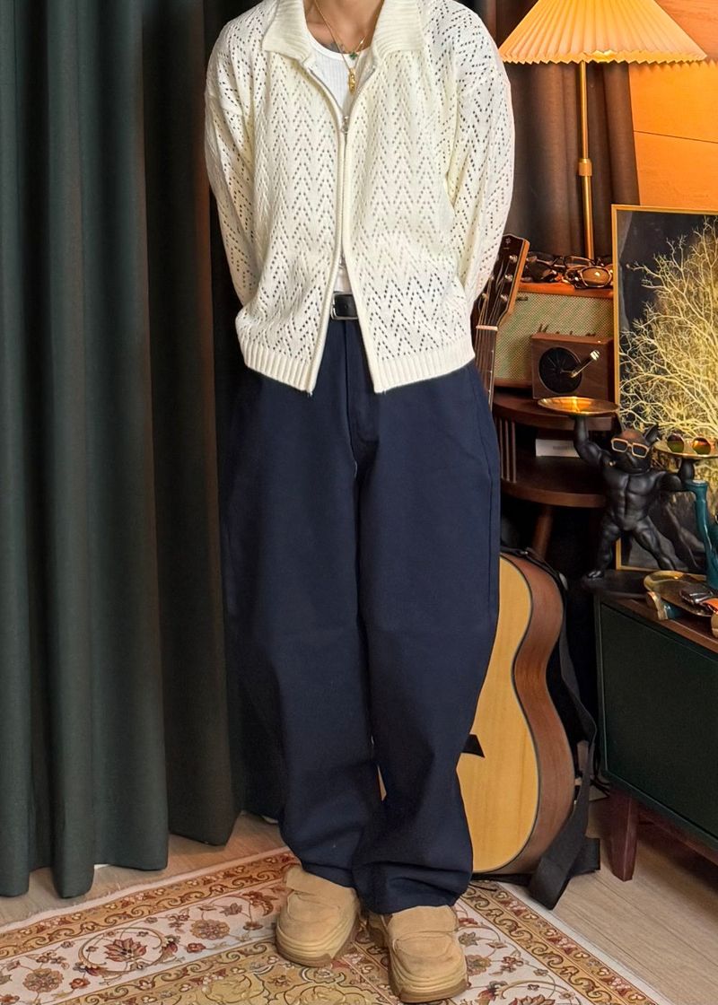 Detail Wide Cotton Pants 3COLOR