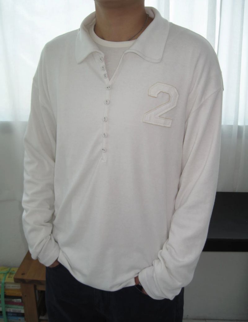 464 Button Henley Neck Collar T-Shirt