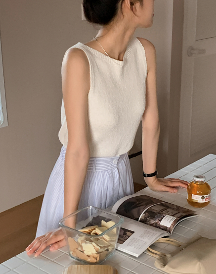 Plum Cotton100 Knit Sleeveles (4color)