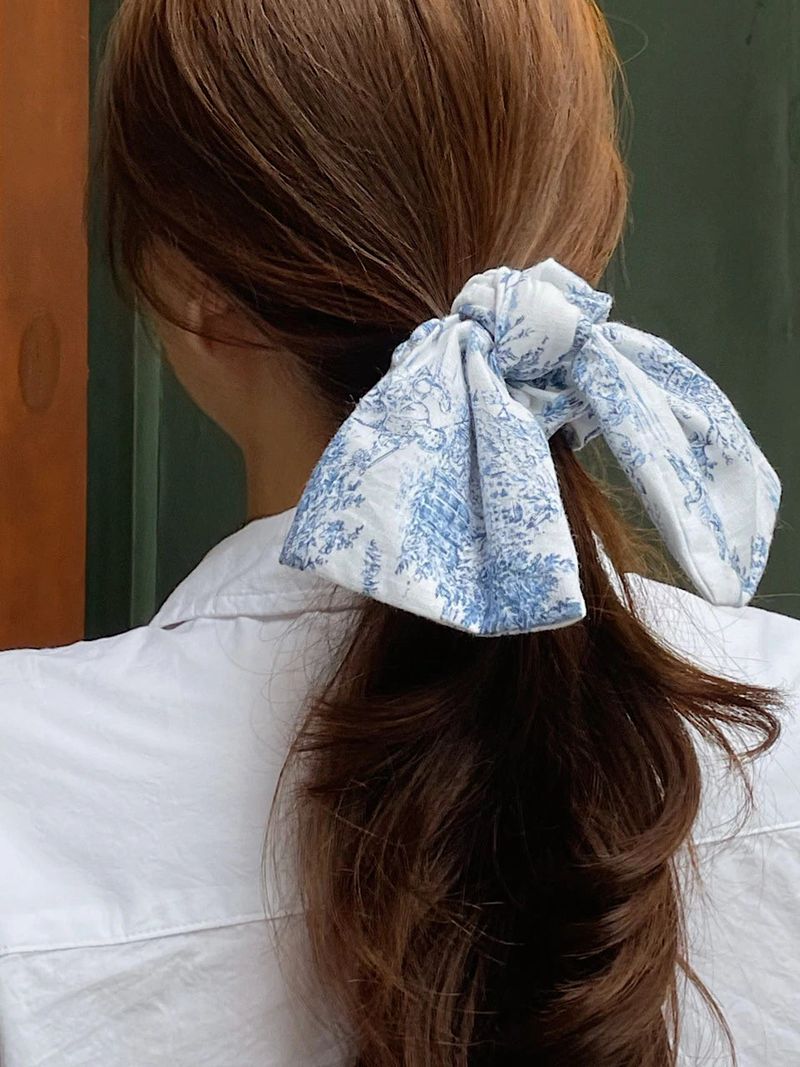 French Etoile Ruffle Scrunchie [Blue]