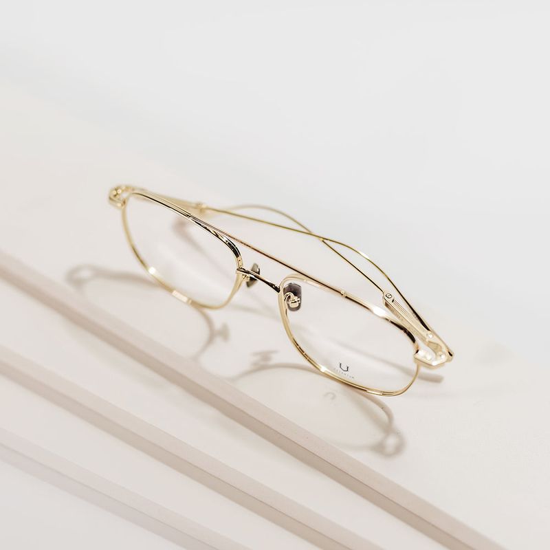 Knouun Square titanium glasses CODE. 102. G Yellow Glod