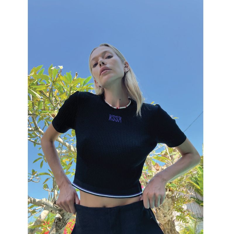 Cable Crop Knit Black