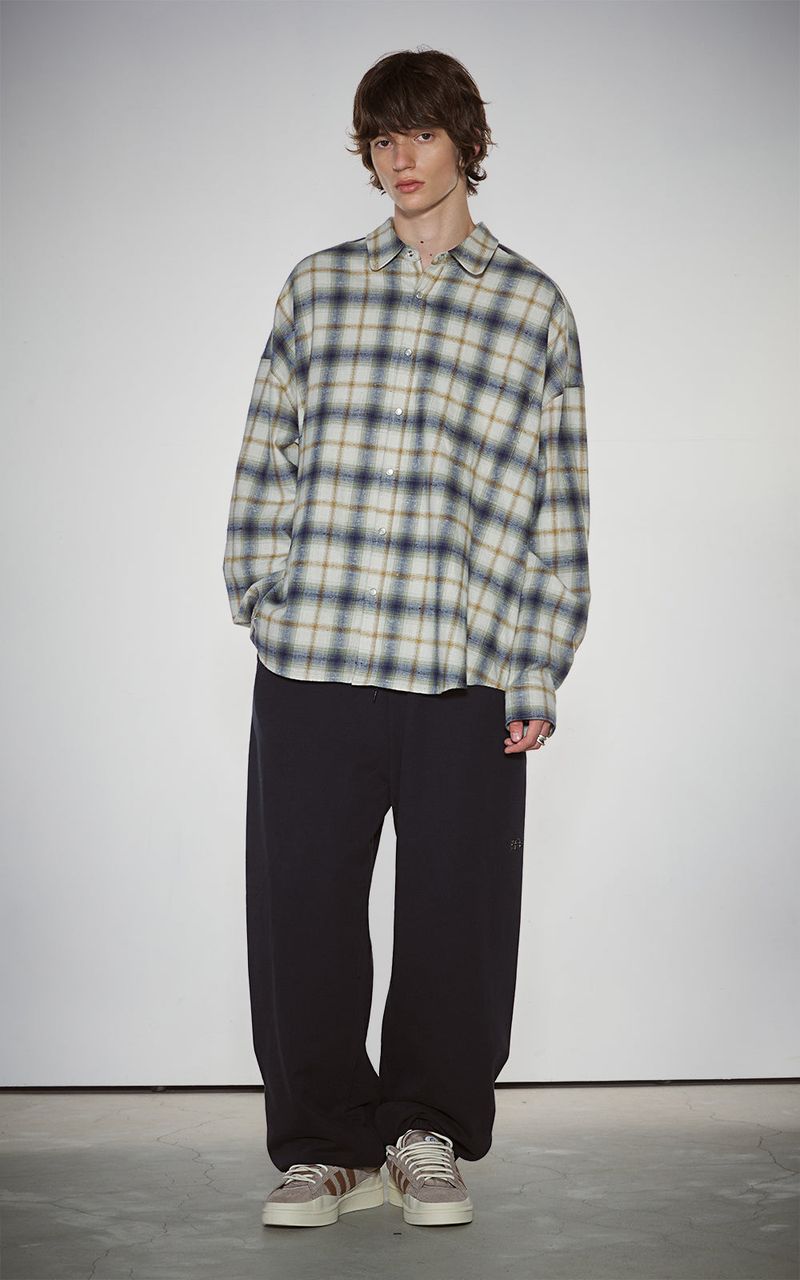 ROUNDED COLLAR CHECK SHIRT_IVORY