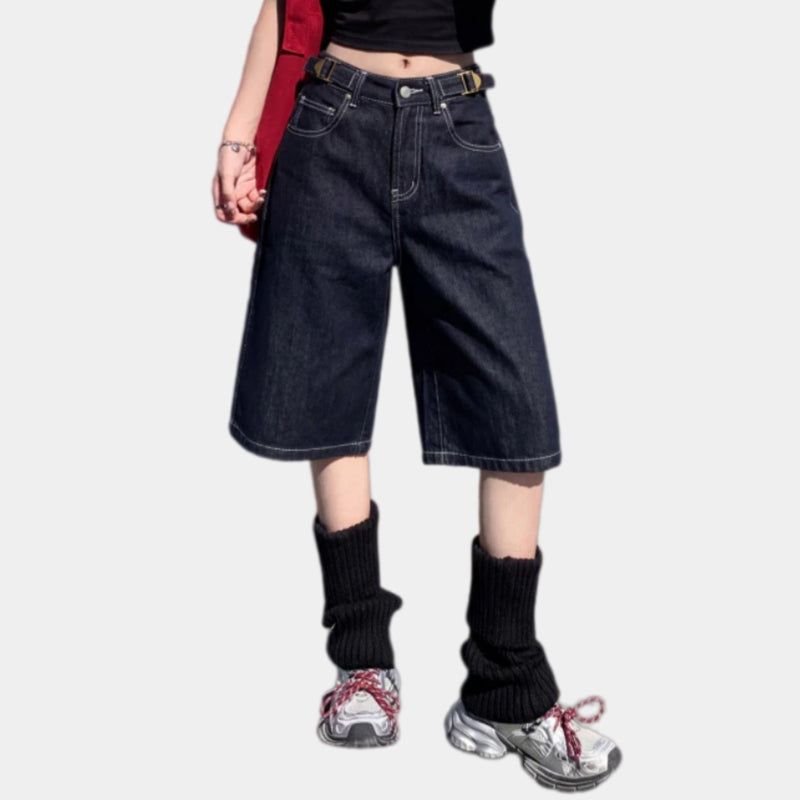 La mode MAQI（ラ モード マキ）の「ヘリテージレトロアジャスタブルウエストデニムバミューダス（パンツ）」