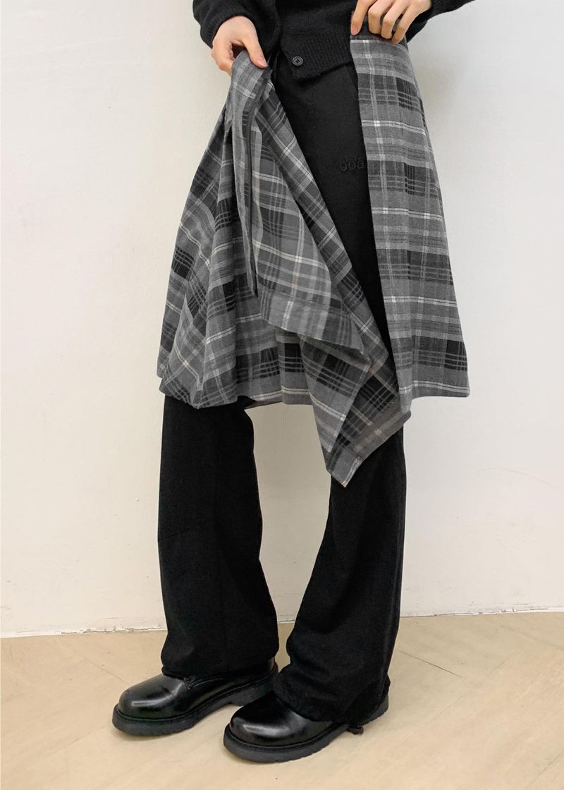 CHECK WRAP MIDI SKIRT