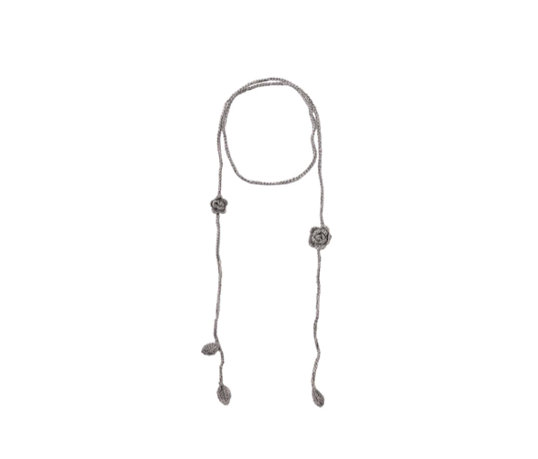 handmade knit flower strap - grey