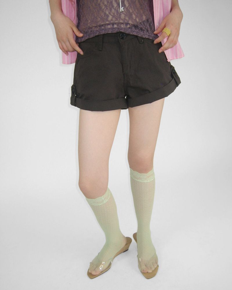 TAUPE ROLL-UP SHORT PANTS