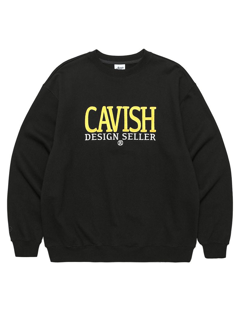 cavish（カビシ）の「SERIF EMB SWEATSHIRT BLACK(CV2CFUM470A)（Tops）」