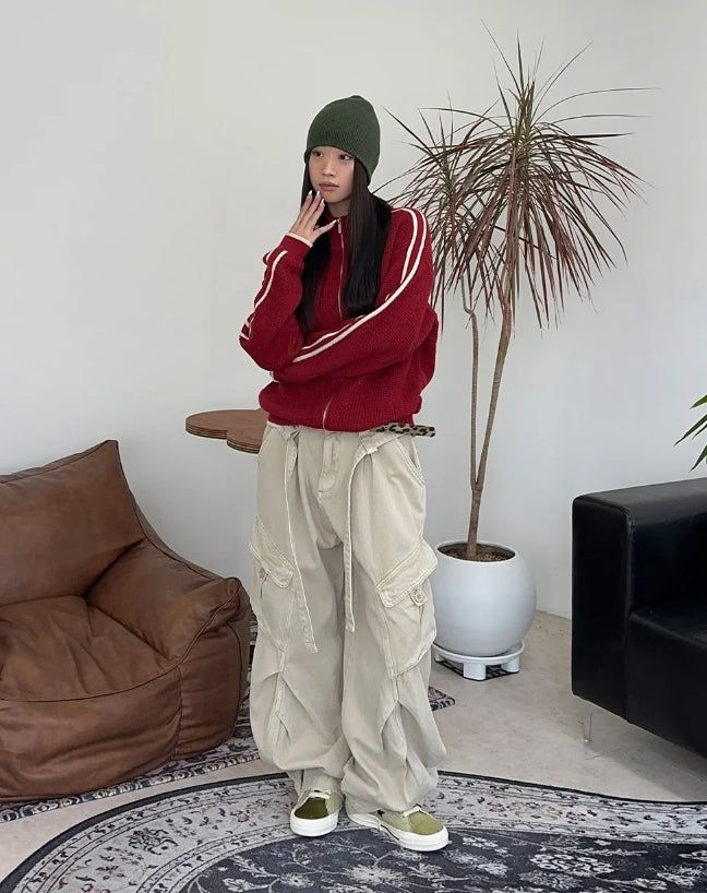 Raven Belted Dyeing Cargo Pants