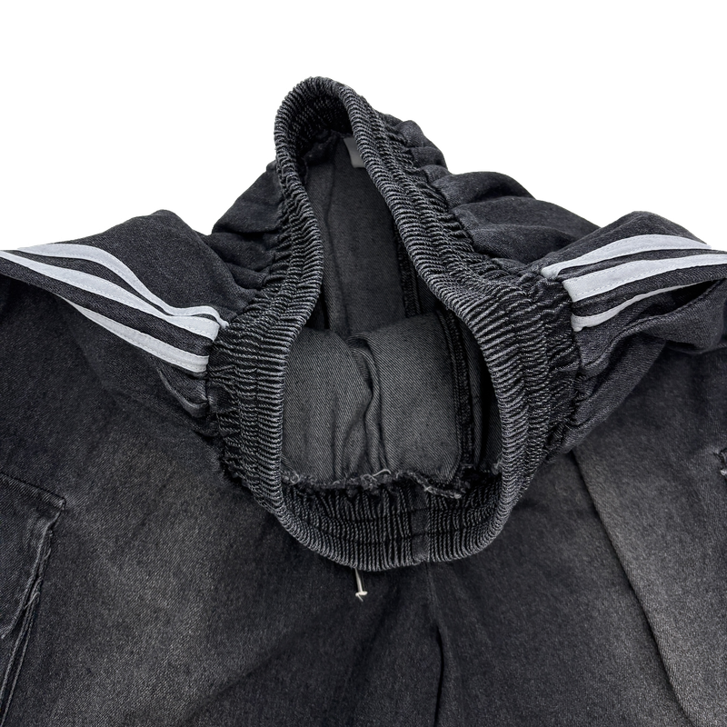 track denim cargo shorts