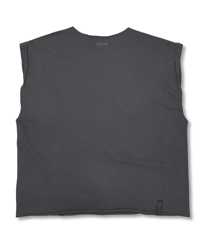 RAW-CUT PIGMENT SLEEVELESS CHARCOAL