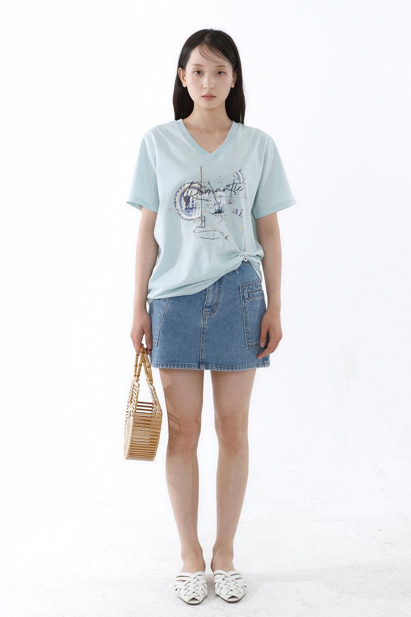 GALAXY V-NECK T-SHIRT_ICE MINT