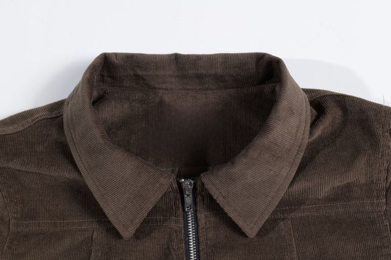 Classic Brown Corduroy Short Jacket 233313024