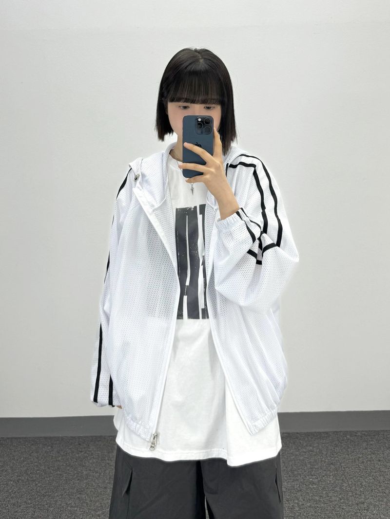 mesh track hooded jacket