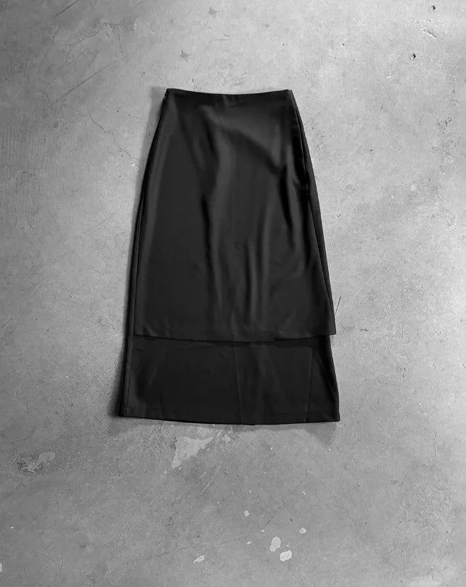 Siu Slit Layered Long Skirt