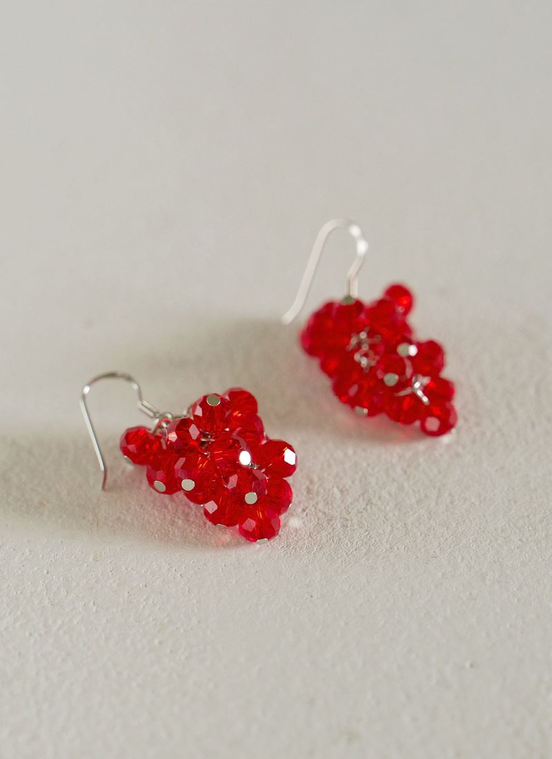 raspberry earring - red