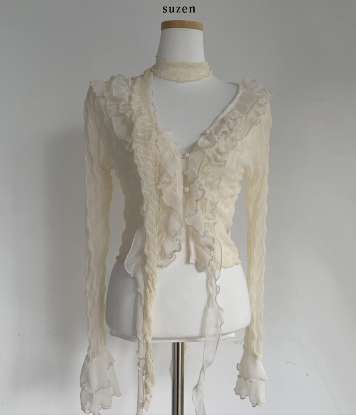 Mayou Shirring Scarf Blouse (ivory)