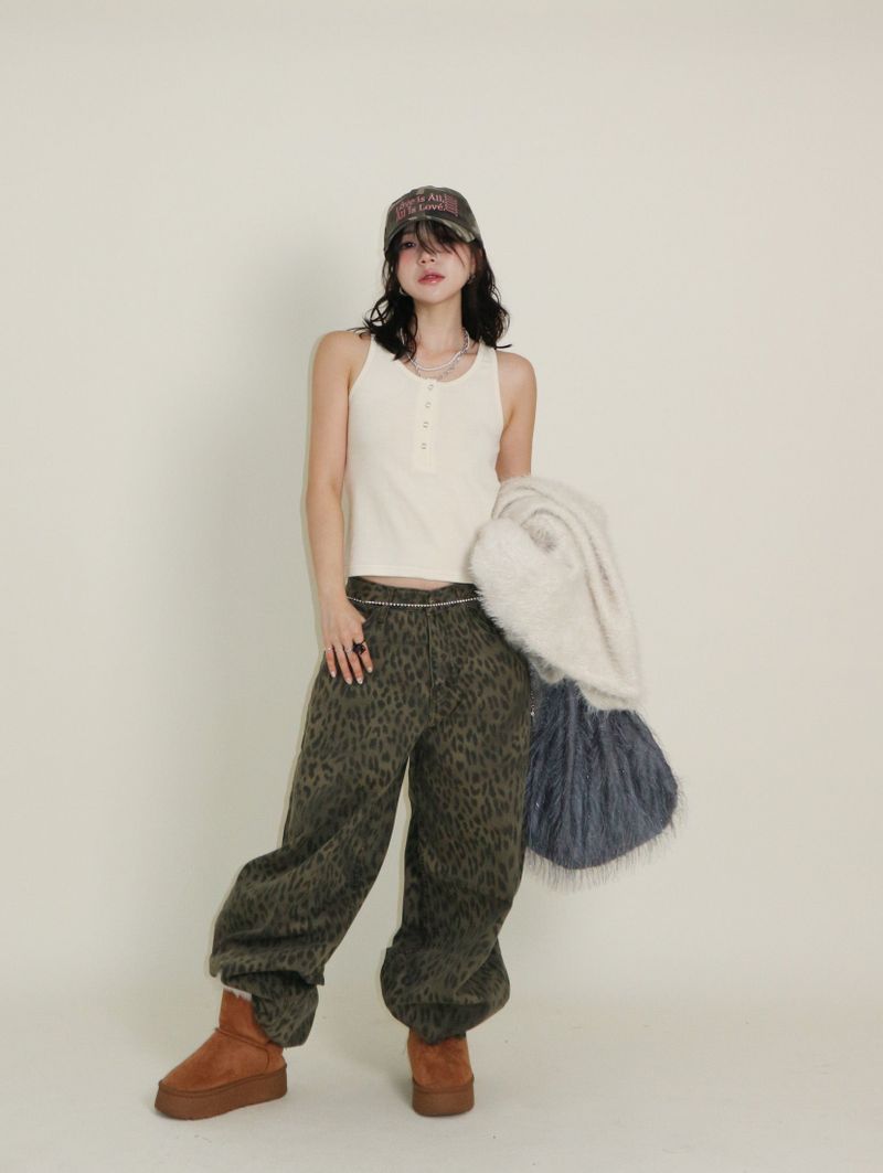(Leopard Item) Kiya leopard printed balloon-fit wide pants