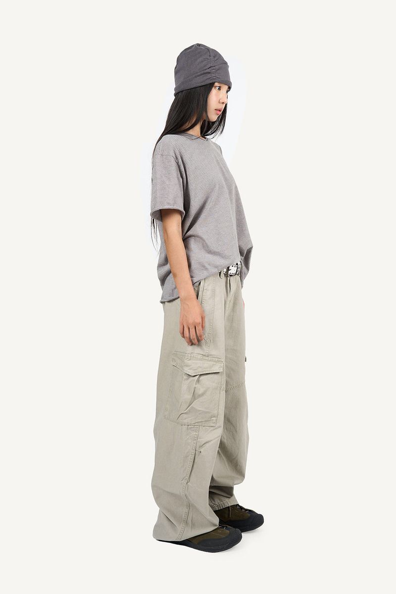 Canvas Cargo Curved Pants