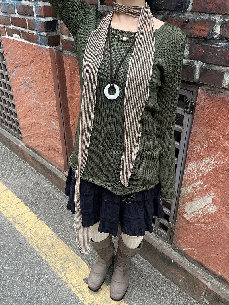 Summer Vintage Damage Long Knit