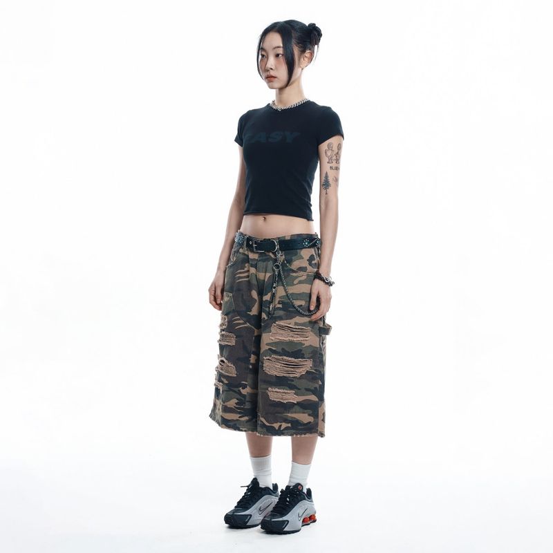EASY See-through Crop Short Sleeve - Black