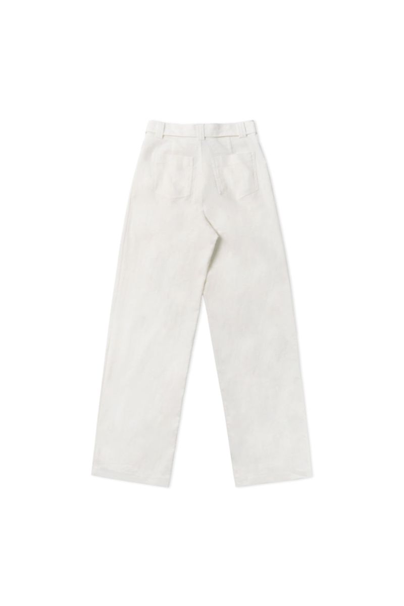 Linen belted pants_ivory