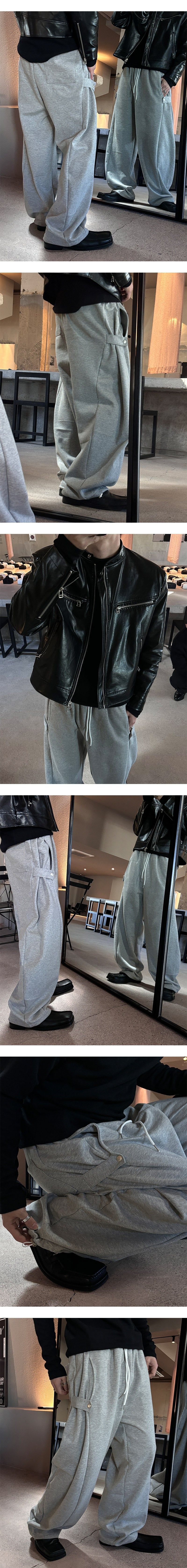 [Unisex] Side strap wide sweat pants(4color)