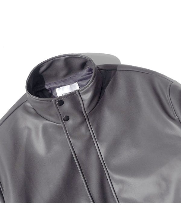 LB Synthetic Leather Hidden Jacket (Charcoal)