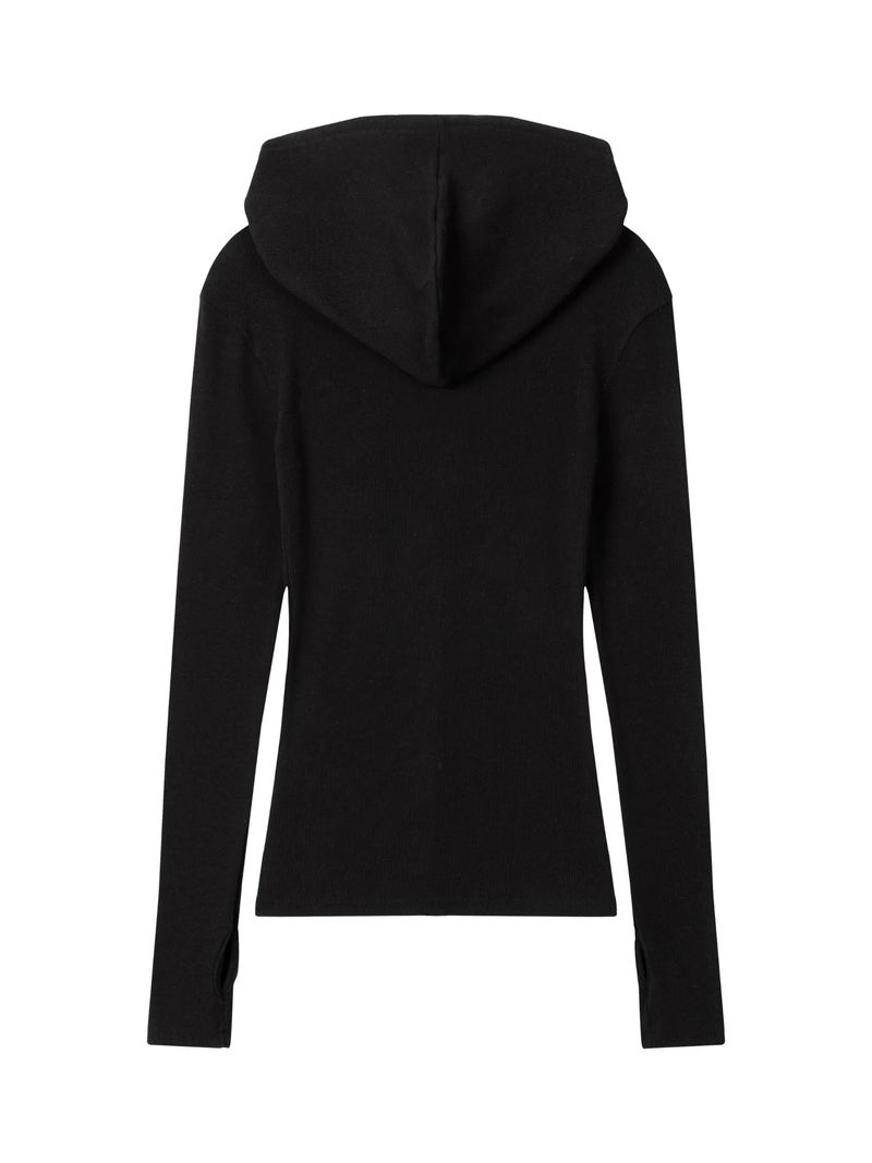 HOODIE WARMER CARDIGAN (BLACK)