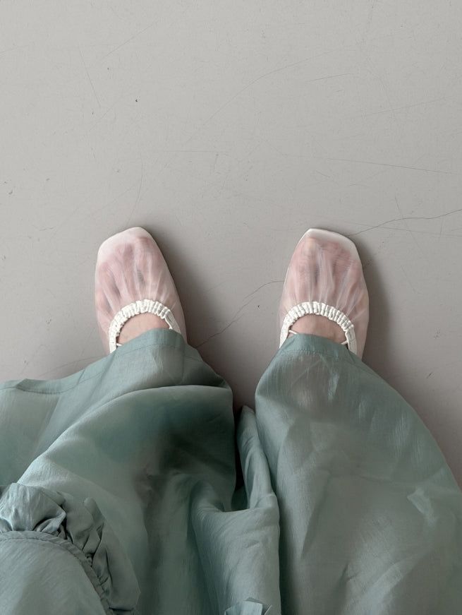 1204 Mesh See-through Summer Flat Shoes (1cm)