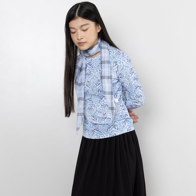 Twister Check Scarf - Light Blue